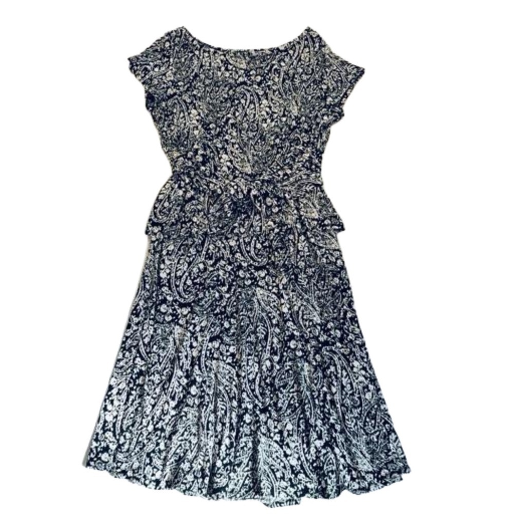 2 Piece Summer Dress, Size XL, Black & White Paisley